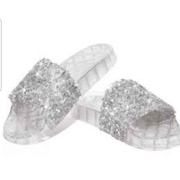 Last Pair! Silver Bling Jelly Slides - Picture 3 of 4